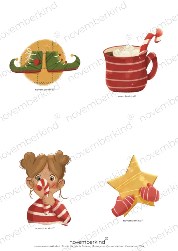 Print & Cut: 4er Weihnachtskarten Set 1 2024